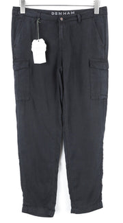 DENHAM Tara Women's Trousers W26/L28 Black Cargo Casual Pocket Lightweight Fit