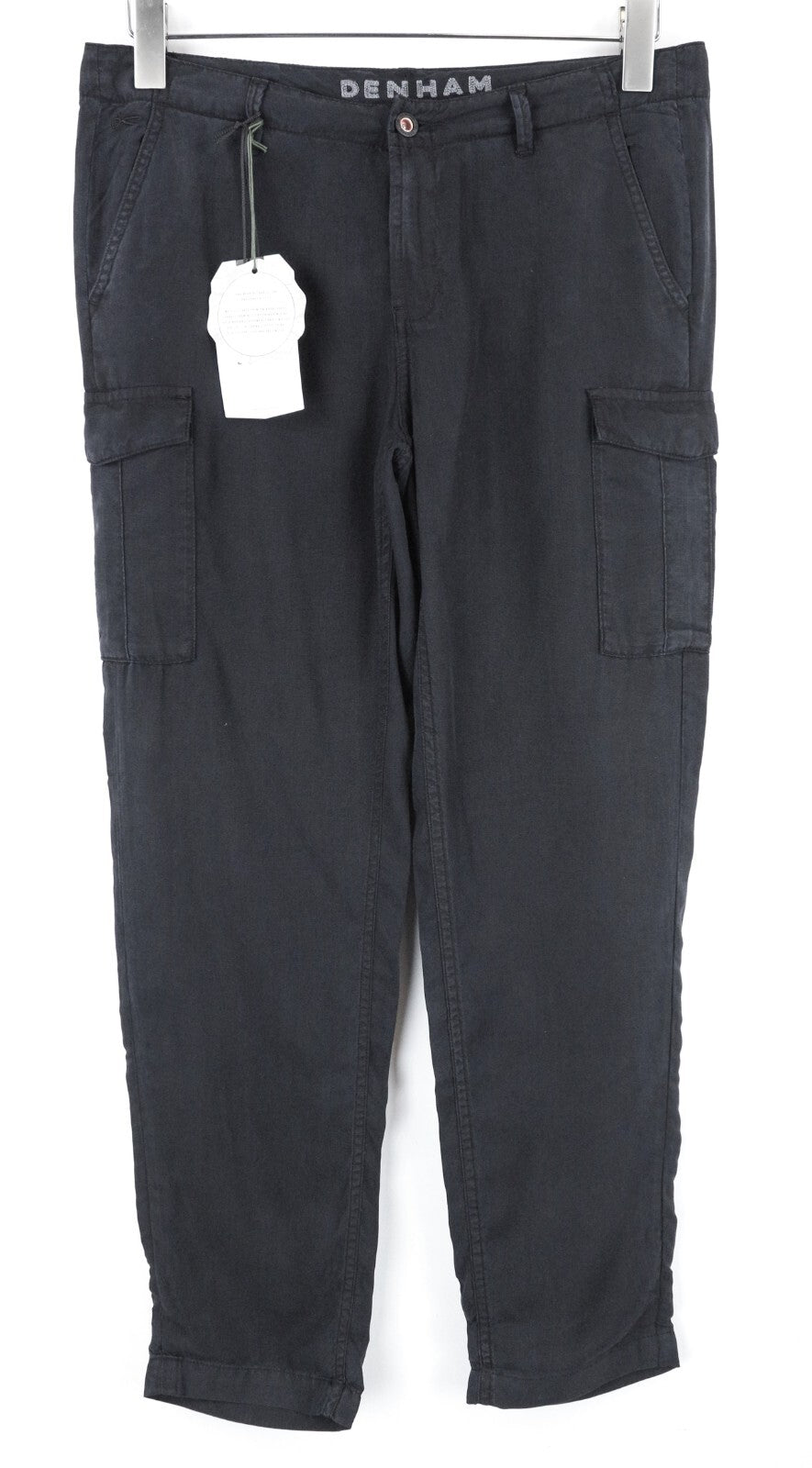 DENHAM Tara Women's Trousers W26/L28 Black Cargo Casual Pocket Lightweight Fit
