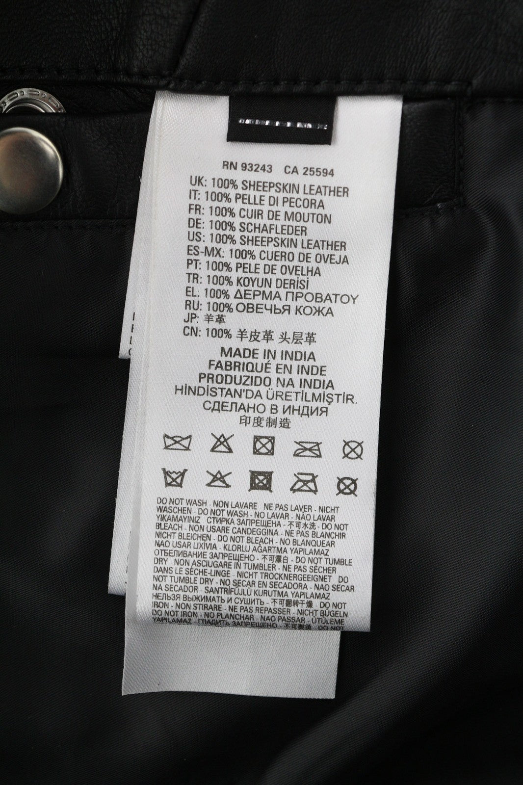 DIESEL R-Pusmir Mens Jacket M Black Sheep Leather Asymmetrical Zip RRP€655