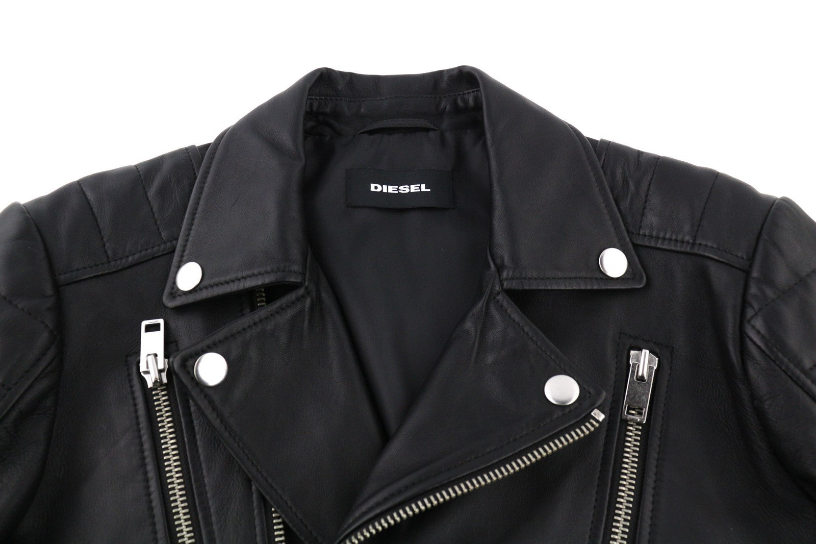 DIESEL R-Pusmir Mens Jacket M Black Sheep Leather Asymmetrical Zip RRP€655