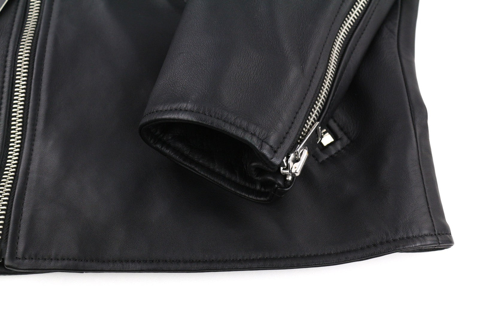 DIESEL R-Pusmir Mens Jacket M Black Sheep Leather Asymmetrical Zip RRP€655