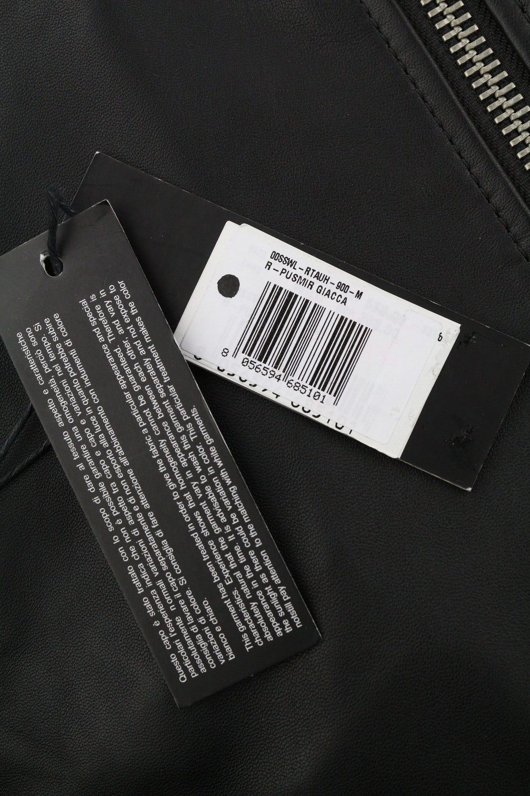 DIESEL R-Pusmir Mens Jacket M Black Sheep Leather Asymmetrical Zip RRP€655