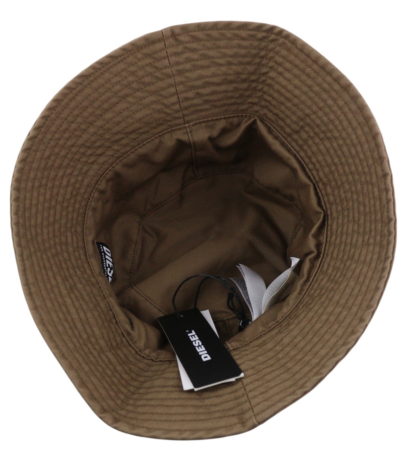 DIESEL D-Indig Men Hat OS Brown Bucket All Seasons Casual Patch RRP€100
