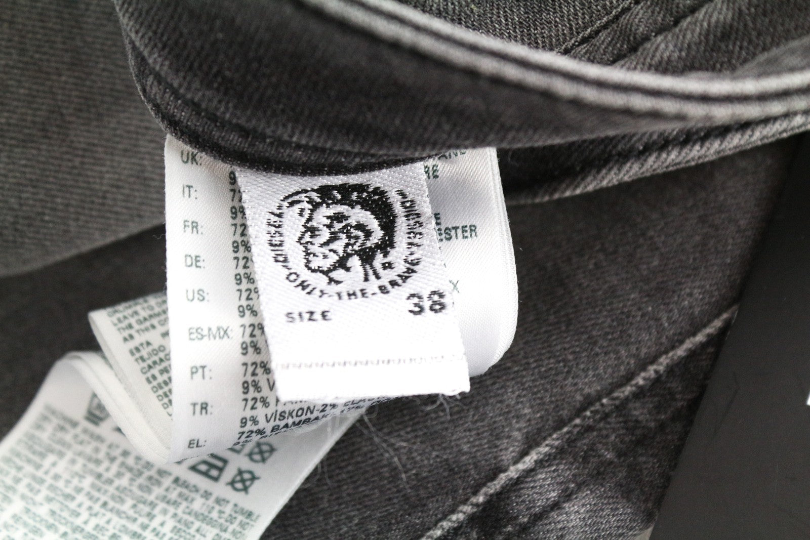 DIESEL Thommer R266U Men's Jeans W38/L32 Slim Skinny Fit Ripped Grey Cotton