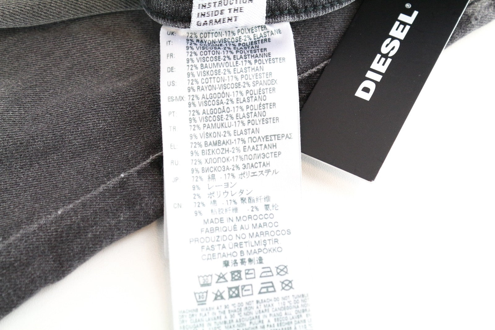 DIESEL Thommer R266U Men's Jeans W38/L32 Slim Skinny Fit Ripped Grey Cotton