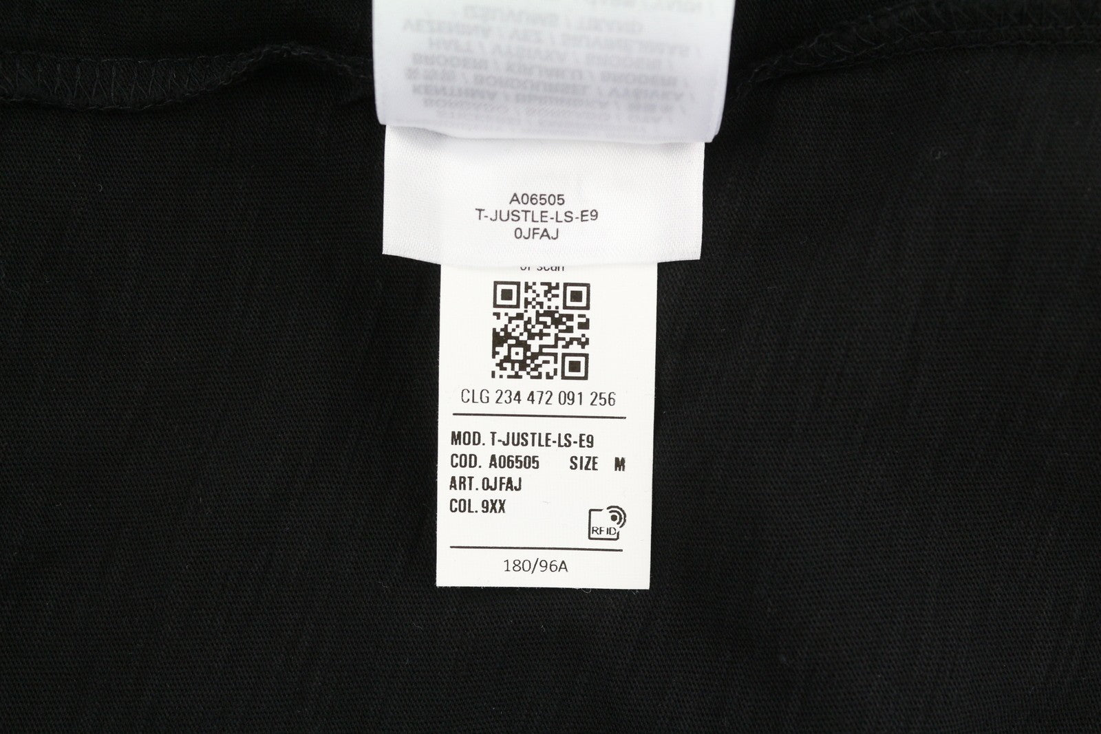 DIESEL T-Justle-LS-E9 Mens T-Shirt M Black Long Sleeve Crew Neck Cotton RRP€135