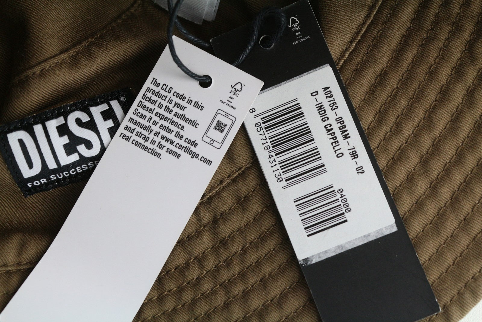 DIESEL D-Indig Men Hat OS Brown Bucket All Seasons Casual Front RRP€100