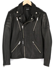 DIESEL R-Pusmir Mens Jacket M Black Sheep Leather Asymmetrical Zip RRP€655