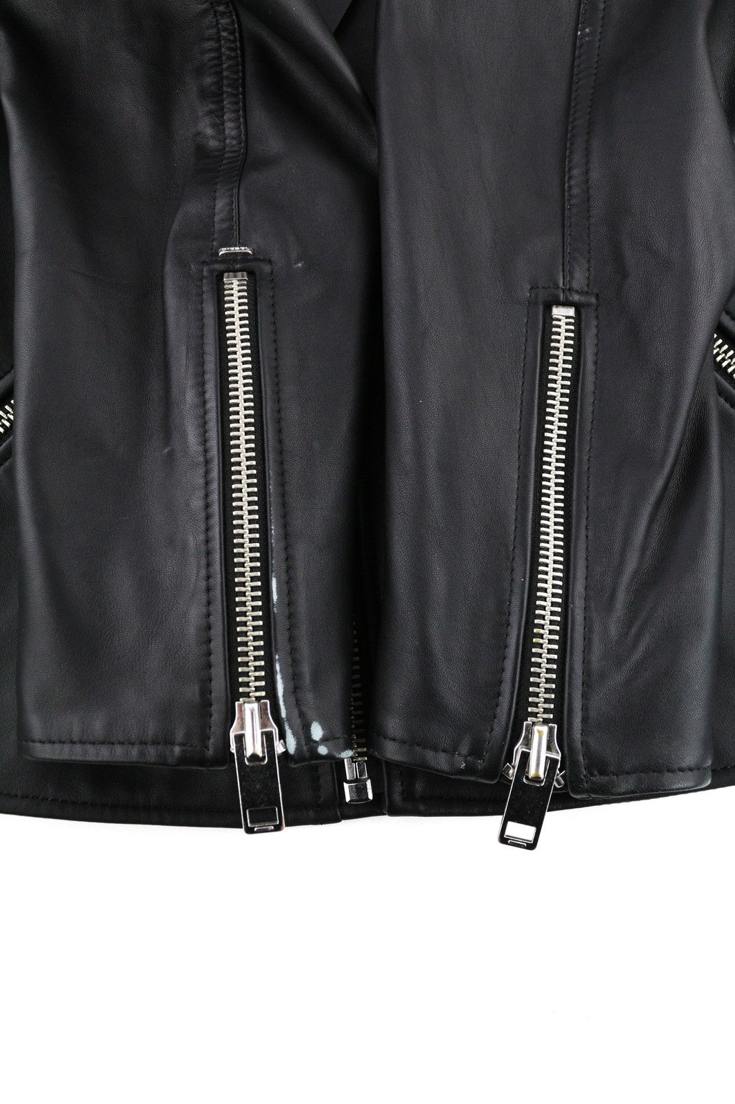 DIESEL R-Pusmir Mens Jacket M Black Sheep Leather Asymmetrical Zip RRP€655