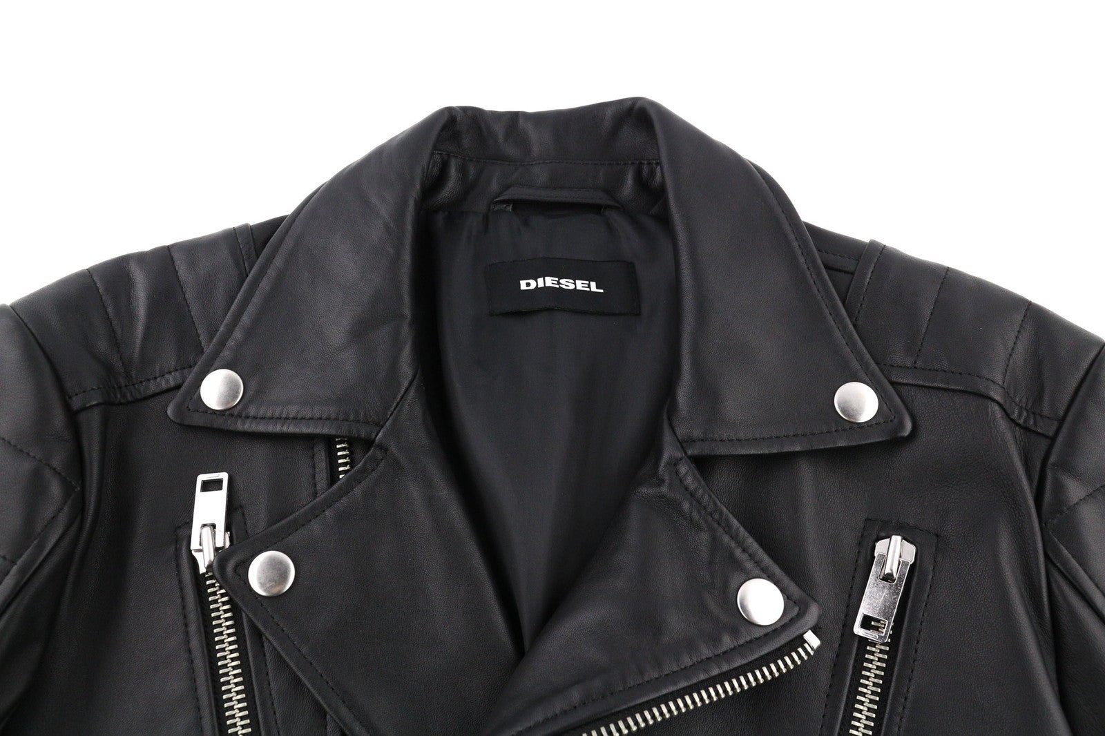 DIESEL R-Pusmir Mens Jacket M Black Sheep Leather Asymmetrical Zip RRP€655