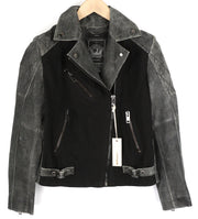 DIESEL L-Dada-A Womens Jacket S Black Washed Goat Leather Asymmetric RRP€410