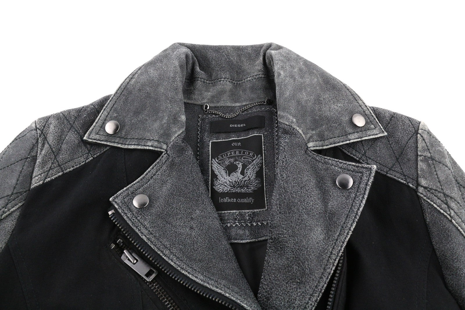 DIESEL L-Dada-A Womens Jacket S Black Washed Goat Leather Asymmetric RRP€410