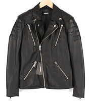 DIESEL R-Pusmir Mens Jacket S Black Sheep Leather Asymmetrical Zipp RRP€655