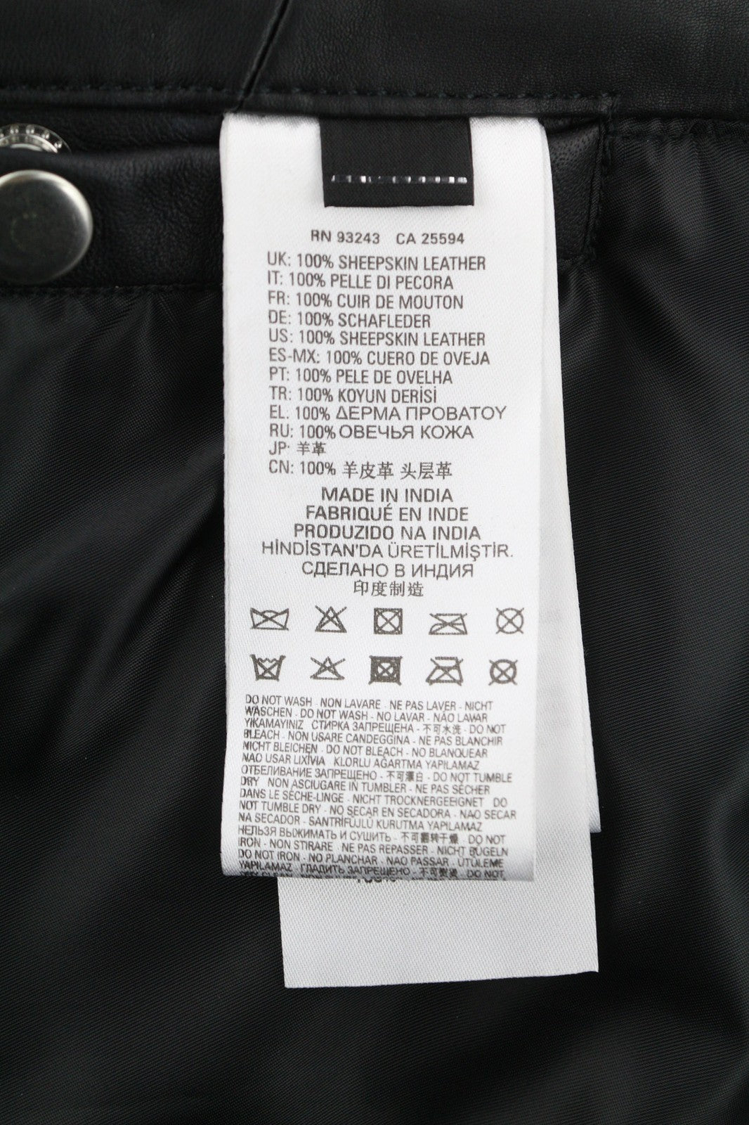 DIESEL R-Pusmir Mens Jacket S Black Sheep Leather Asymmetrical Zipp RRP€655