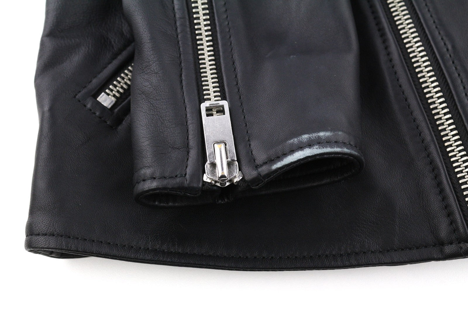 DIESEL R-Pusmir Mens Jacket S Black Sheep Leather Asymmetrical Zipp RRP€655