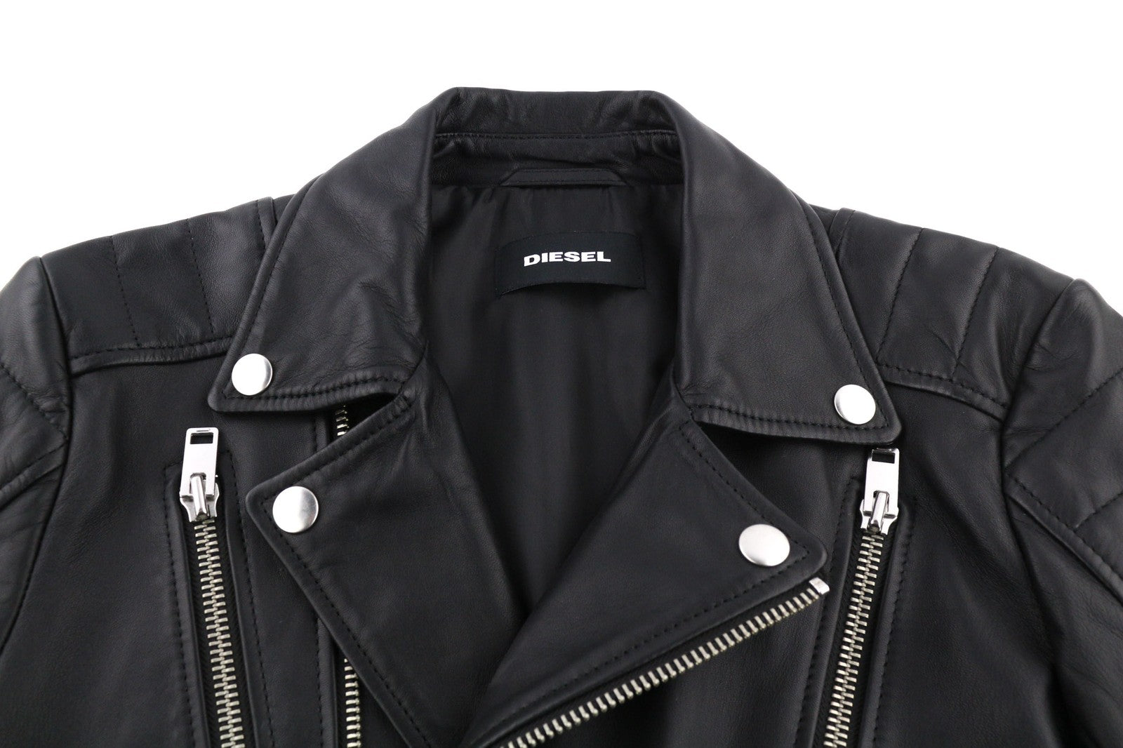 DIESEL R-Pusmir Mens Jacket S Black Sheep Leather Asymmetrical Zipp RRP€655