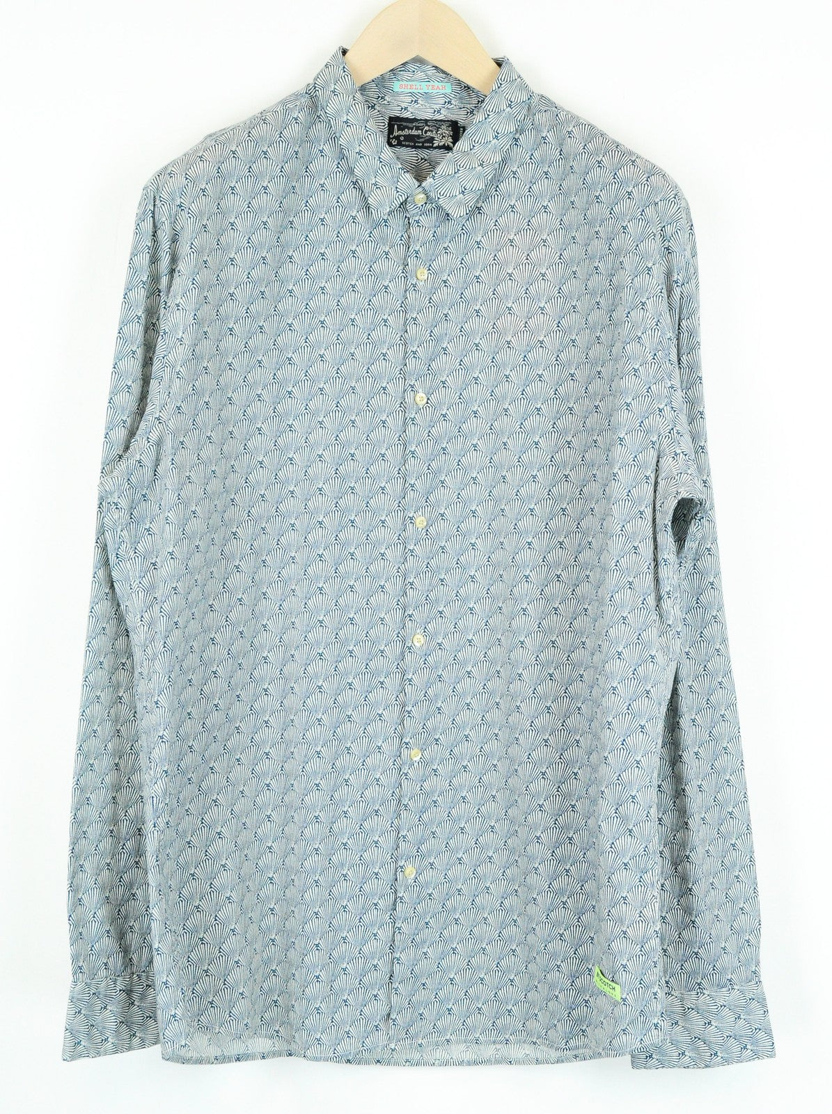 SCOTCH & SODA Ams Couture Mens Shirt 2XL Navy Cotton Patterned Button-Up