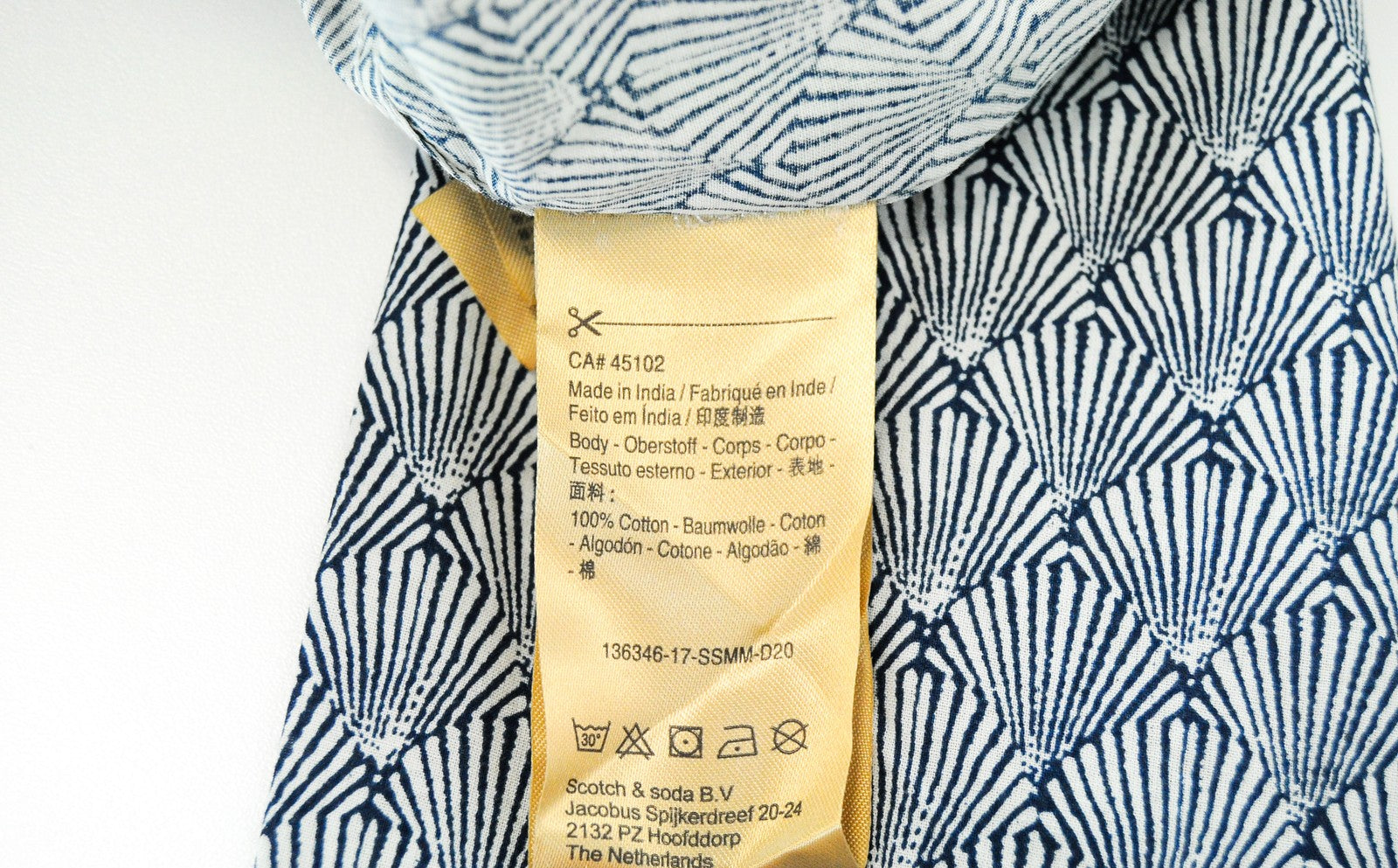 SCOTCH & SODA Ams Couture Mens Shirt 2XL Navy Cotton Patterned Button-Up