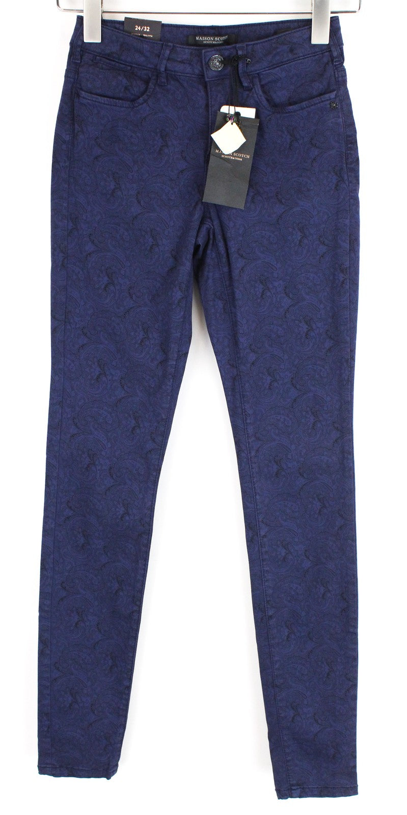 MAISON SCOTCH La Bohemienne Womens Trousers W24/L32 Skinny Patterned Blue