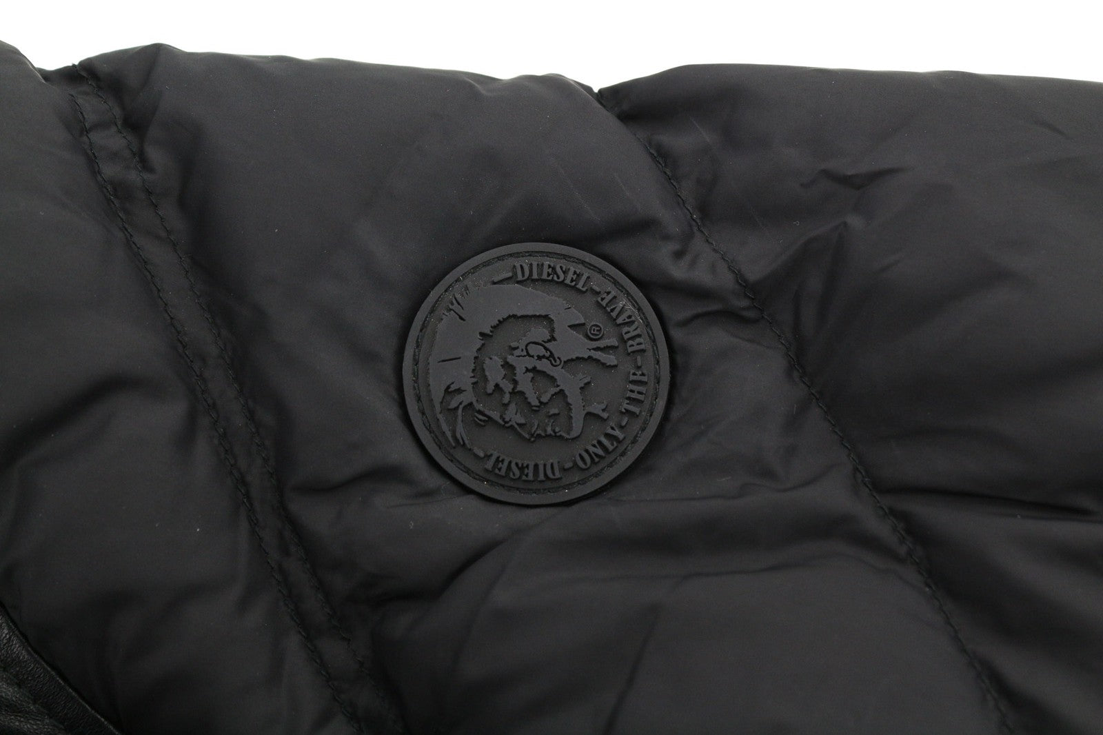 DIESEL L-Winter Mens Jacket M Black Lambskin Leather Padded Band Neck Lined