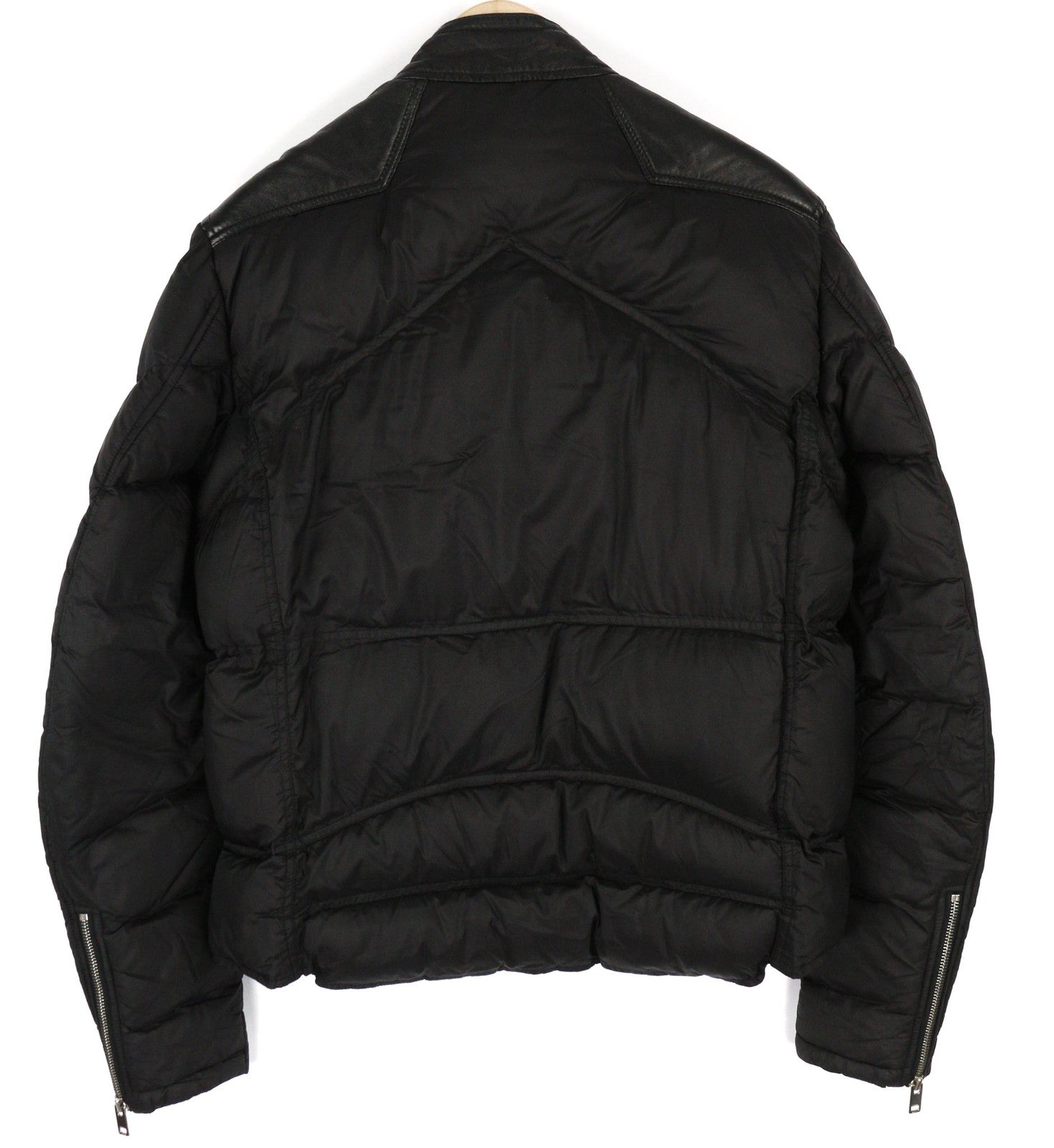 DIESEL L-Winter Mens Jacket M Black Lambskin Leather Padded Band Neck Lined