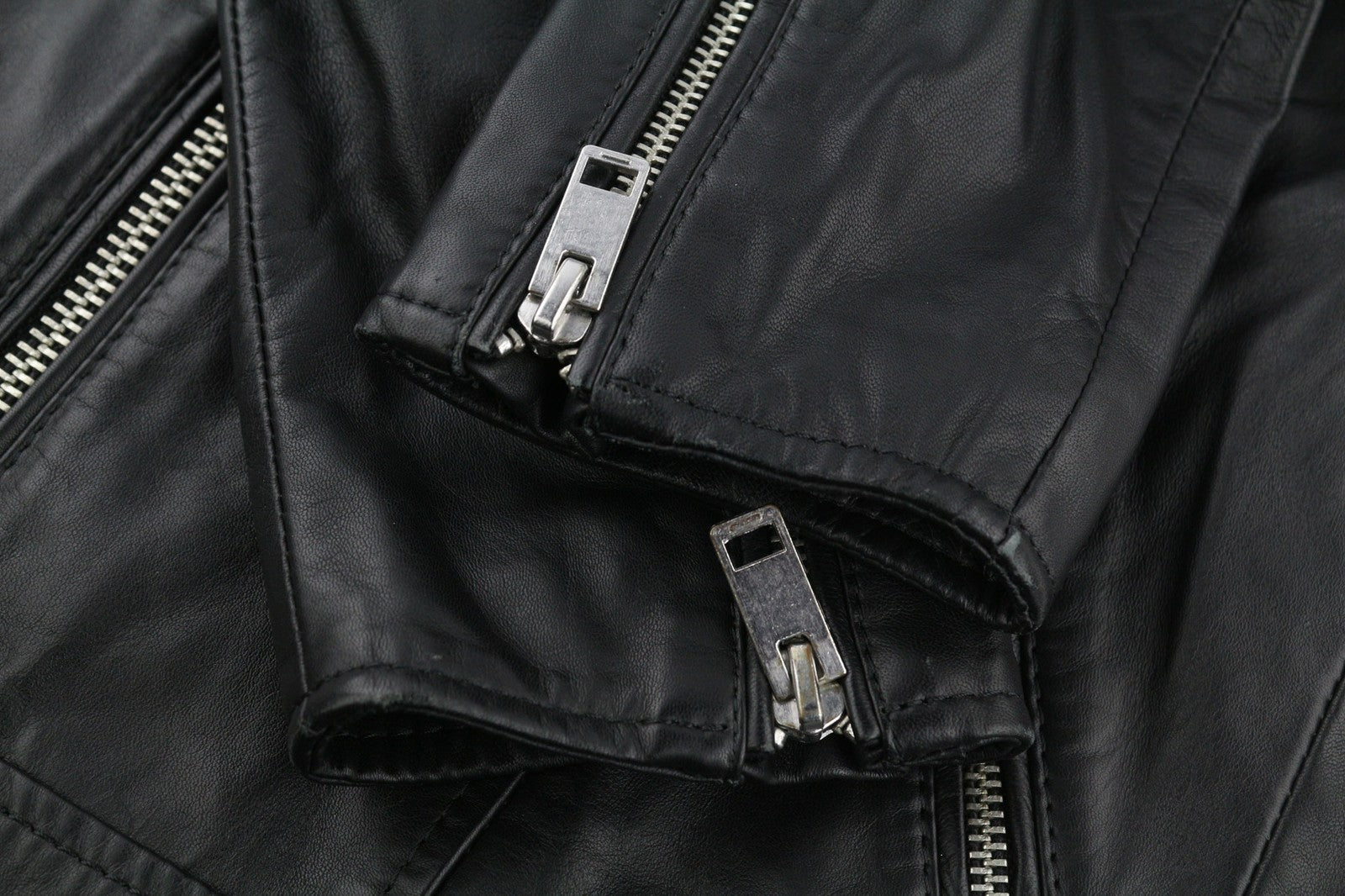 DIESEL L-Marton Mens Jacket S Black Leather Band Neck Zipper Lined Lightweight