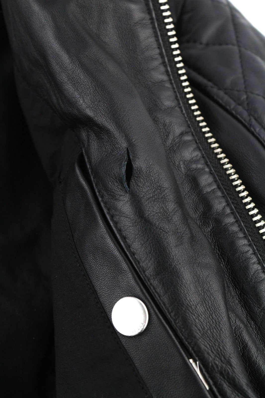 DIESEL L-Marton Mens Jacket S Black Leather Band Neck Zipper Lined Lightweight