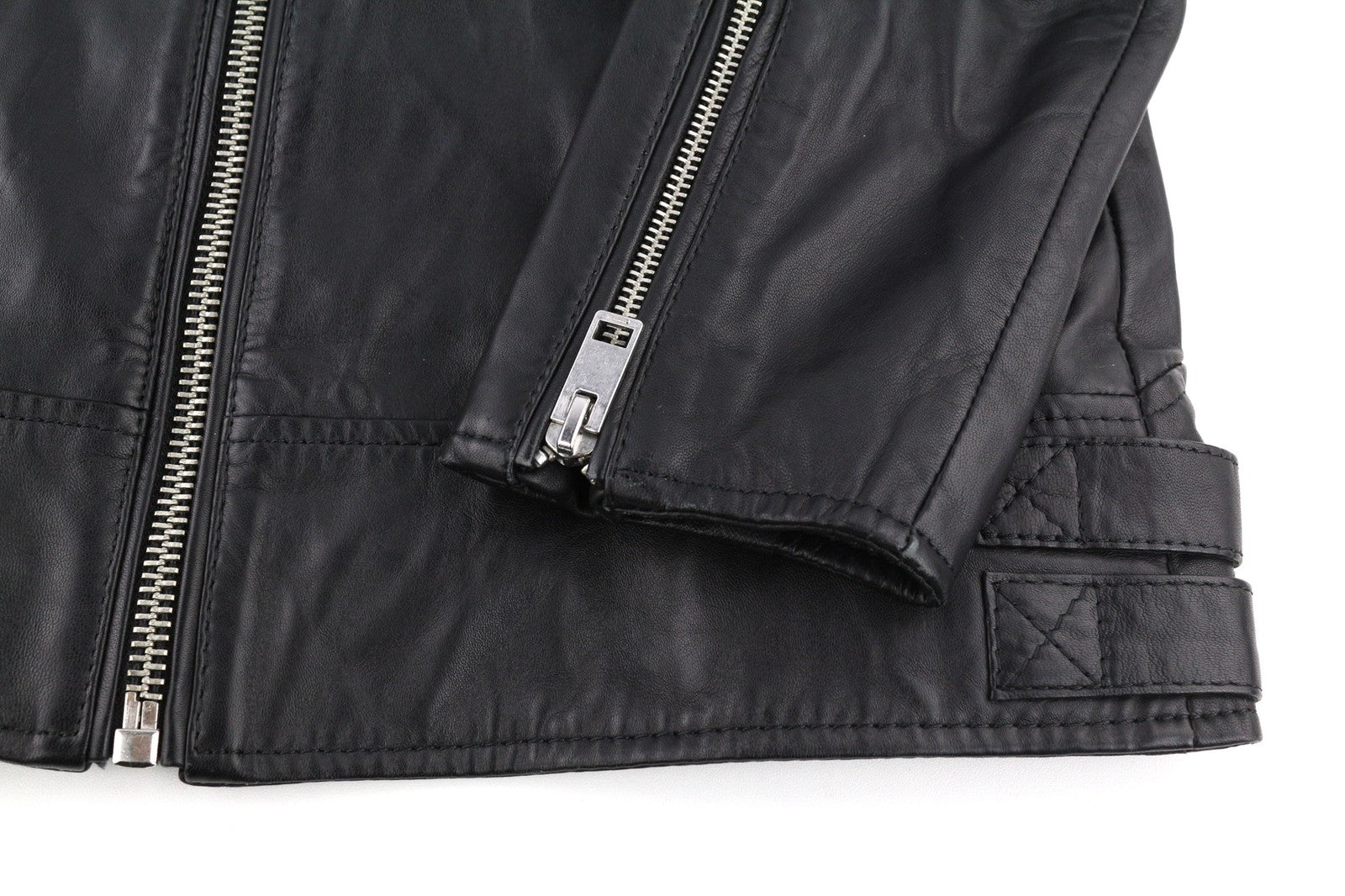 DIESEL L-Marton Mens Jacket S Black Leather Band Neck Zipper Lined Lightweight