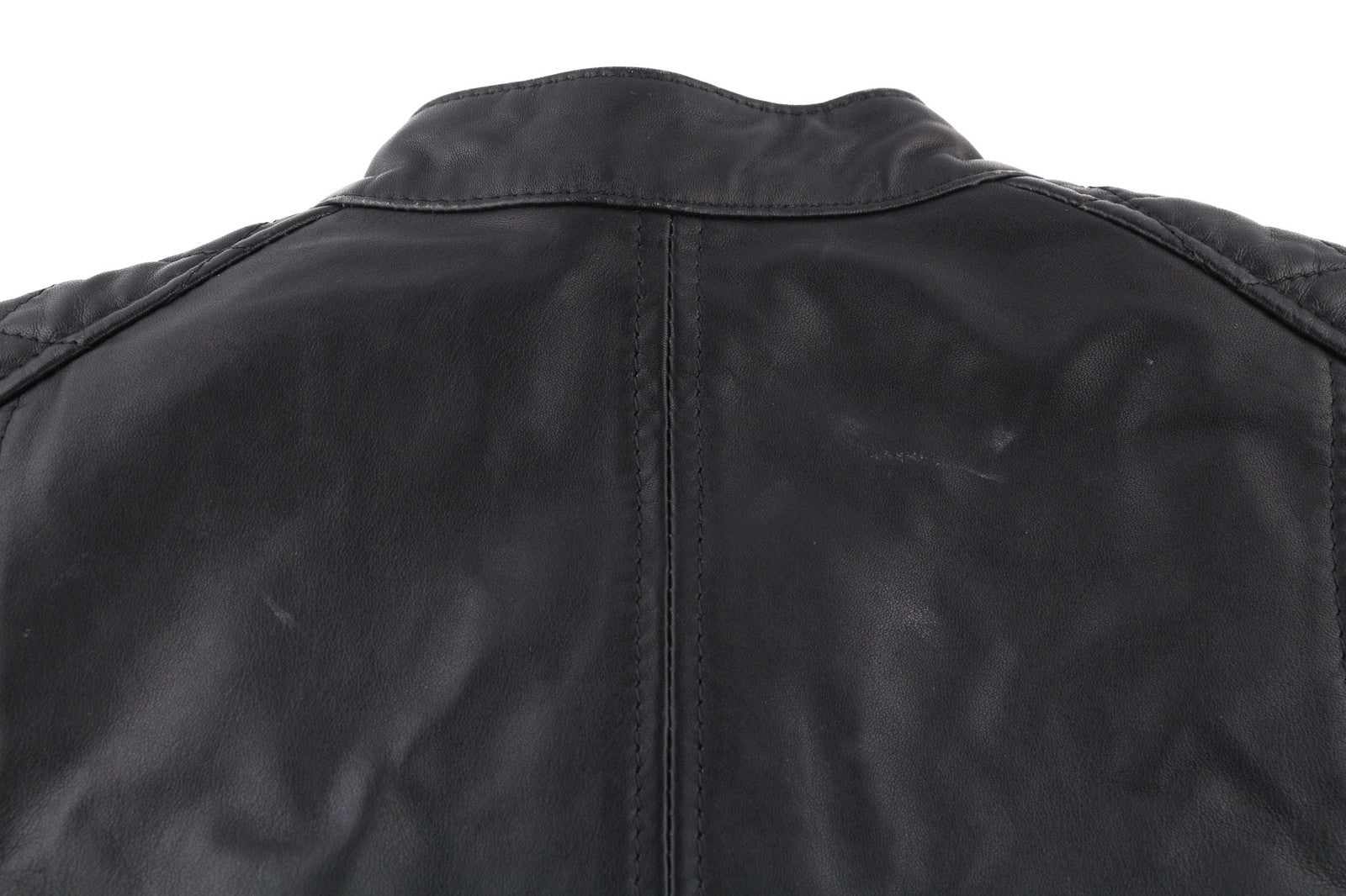 DIESEL L-Marton Mens Jacket S Black Leather Band Neck Zipper Lined Lightweight