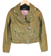 DIESEL R-Sery Womens Jacket XS Lambskin Leather Asymmetrical Zipper Notch Lapel