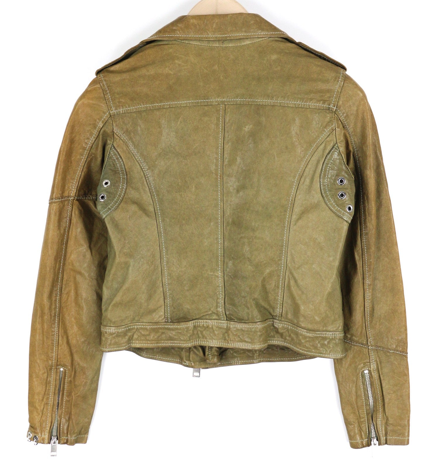 DIESEL R-Sery Womens Jacket XS Lambskin Leather Asymmetrical Zipper Notch Lapel