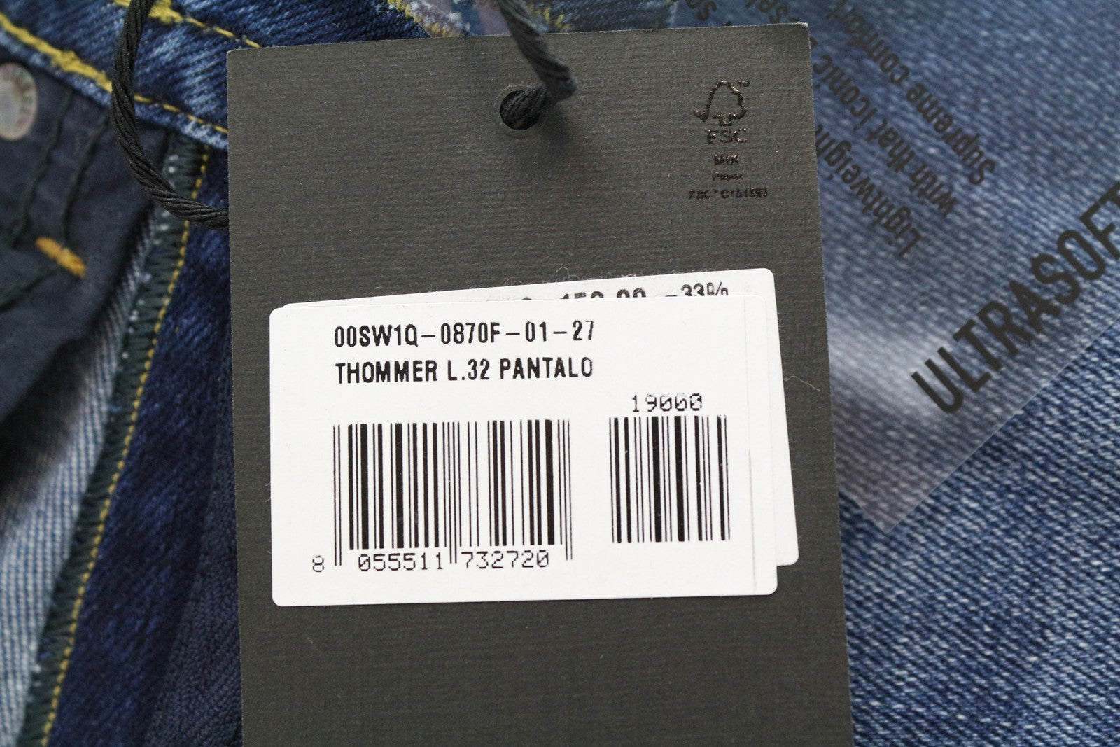 DIESEL Thommer 0870F Men's Jeans W27/L32 Blue Wash Slim Skinny Stretch