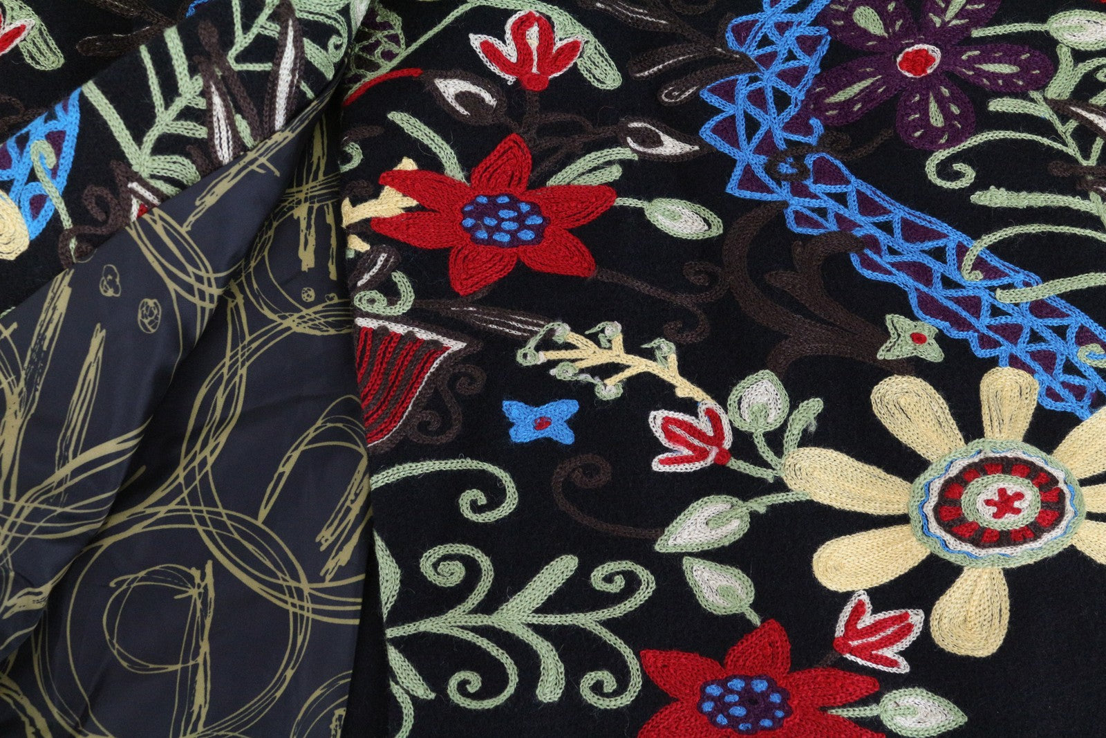 DESIGUAL Diana Women's Coat 40 Black Embroidered Single-Breasted Collar