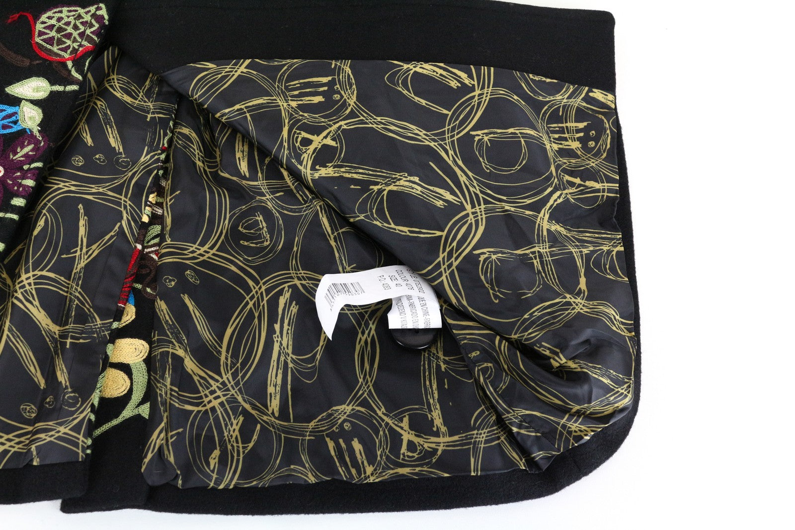 DESIGUAL Diana Women's Coat 40 Black Embroidered Single-Breasted Collar