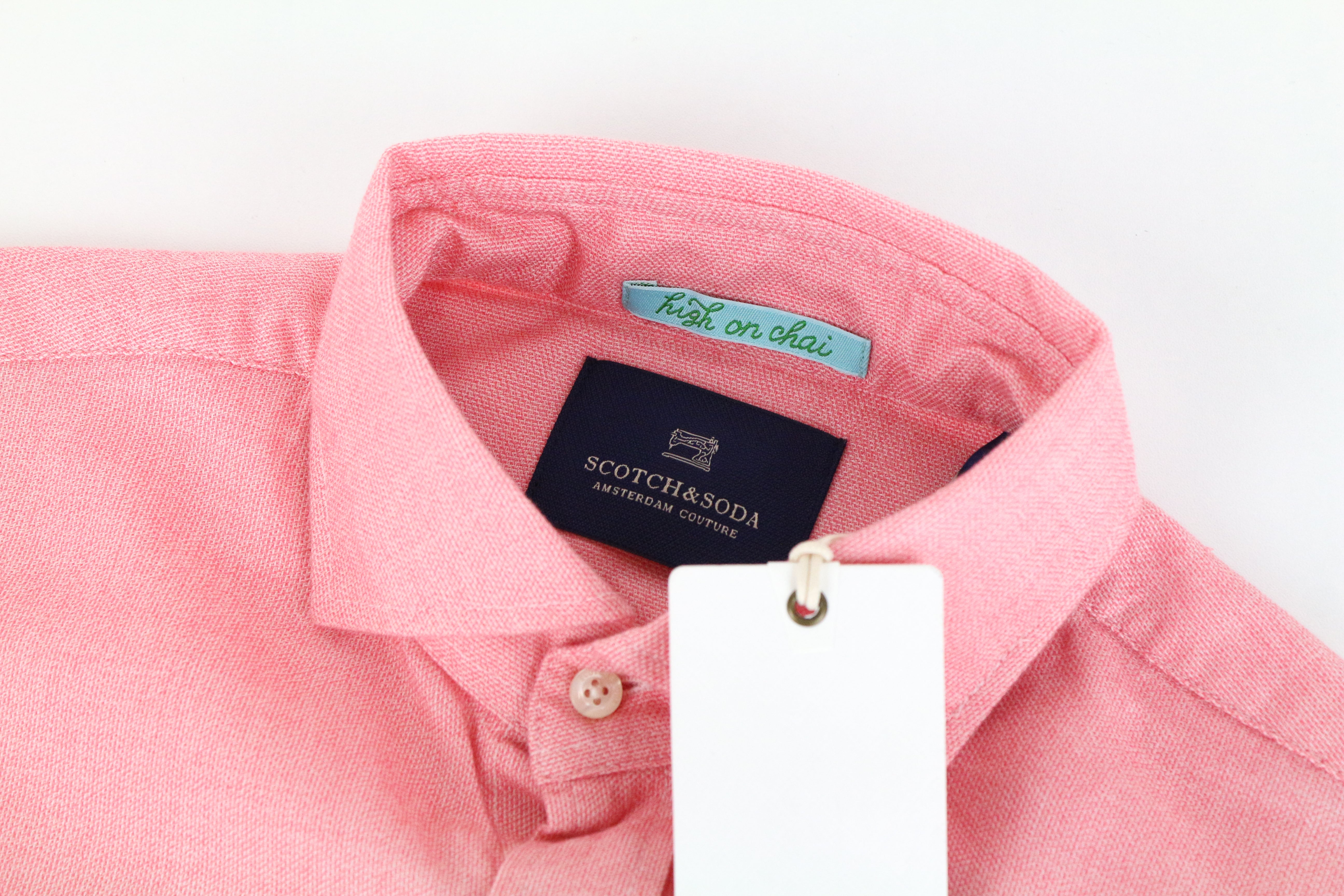 SCOTCH & SODA Ams Couture Men's Shirt S Pink Cotton Cutaway Collar