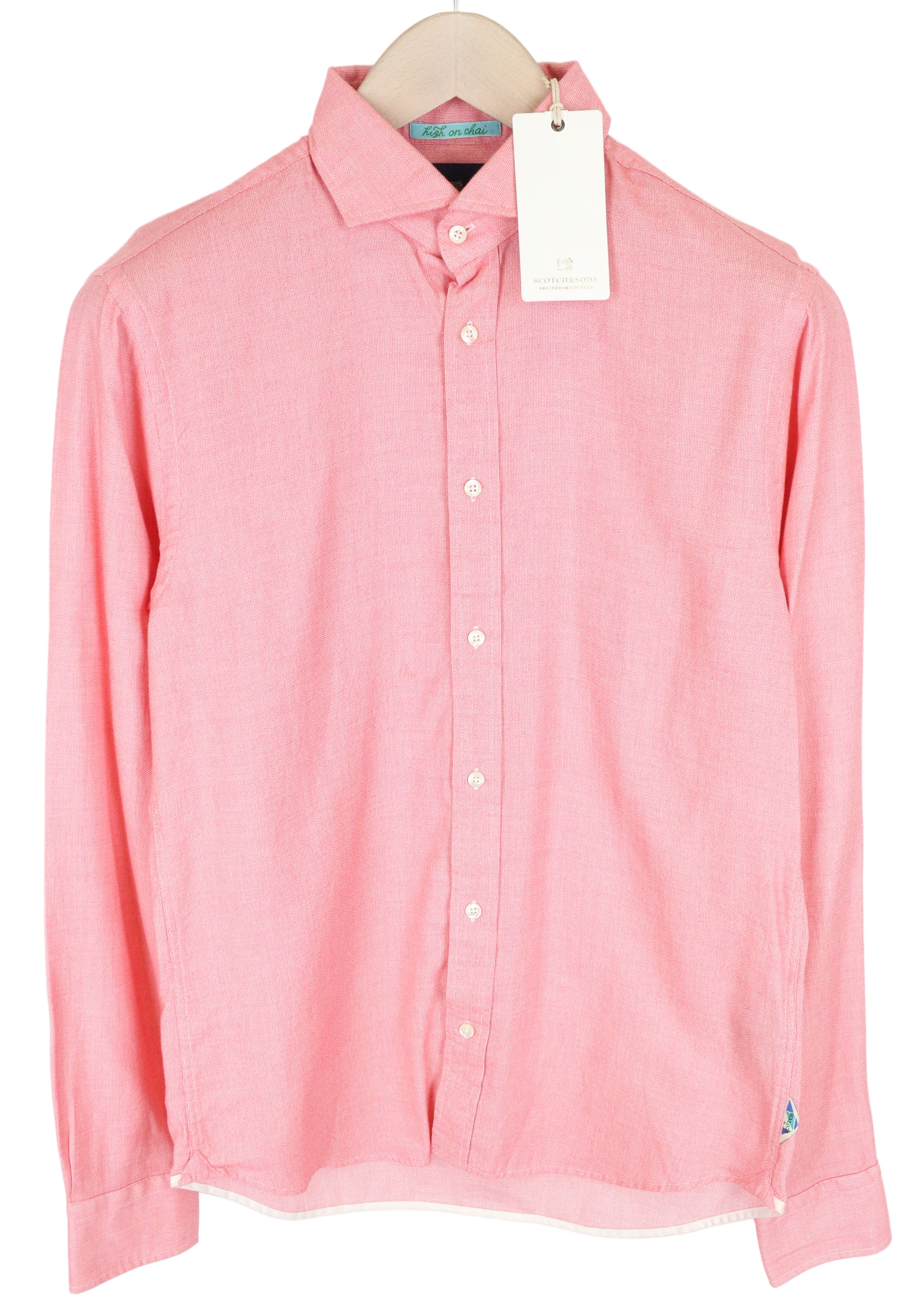 SCOTCH & SODA Ams Couture Men's Shirt S Pink Cotton Cutaway Collar