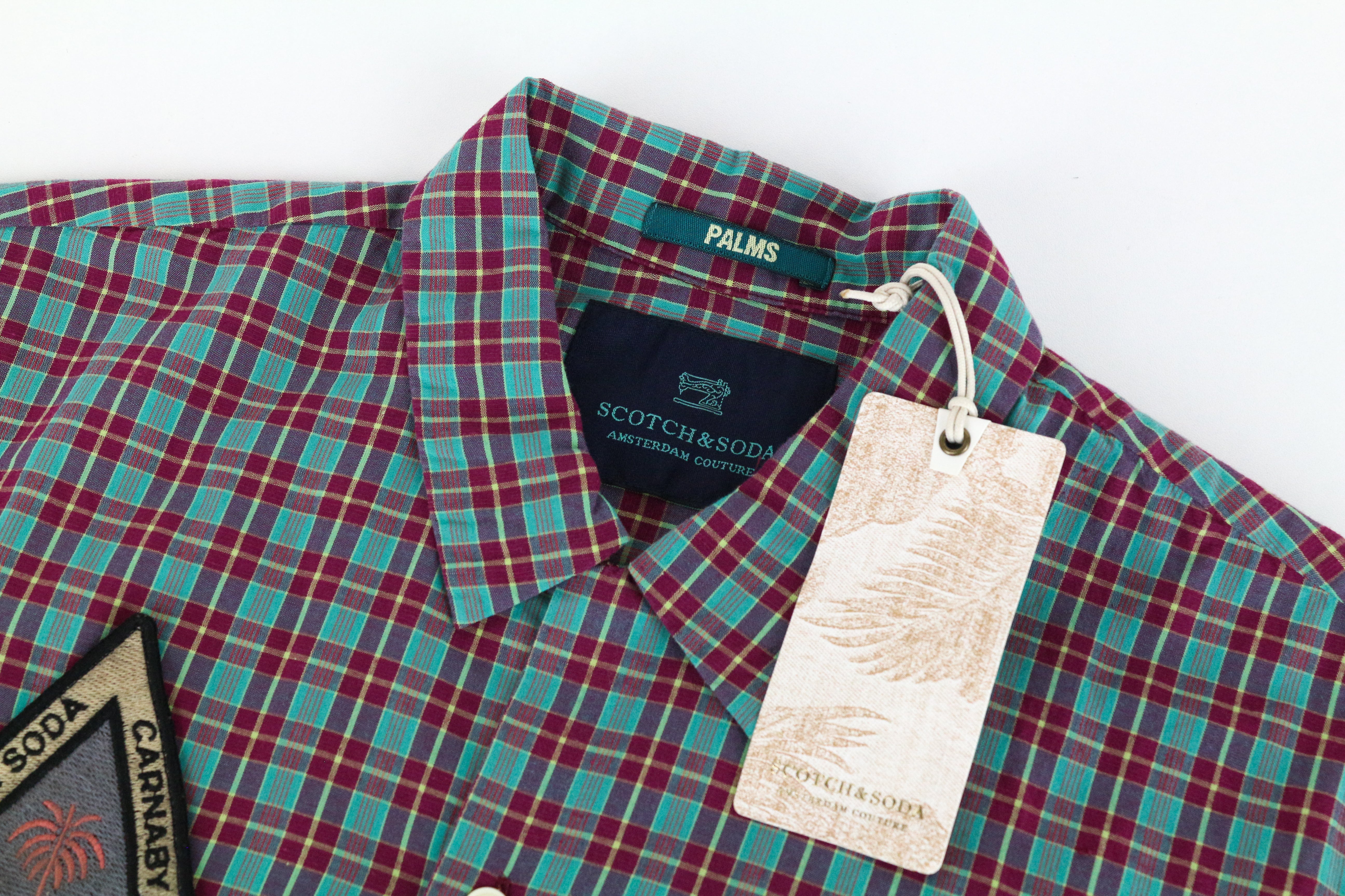 SCOTCH & SODA Ams Couture Men's Shirt S Blue Cotton Linen Short Sleeves