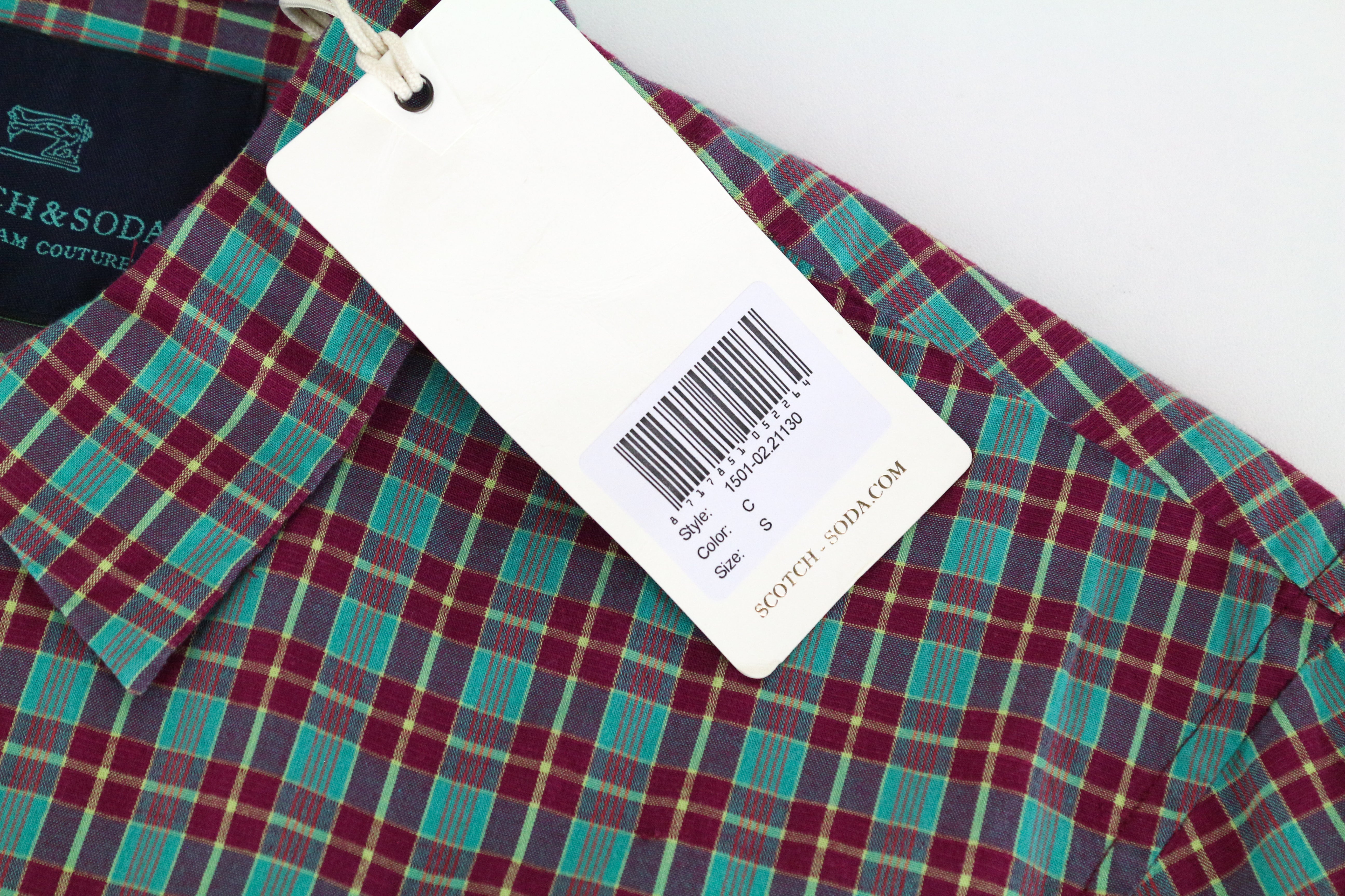 SCOTCH & SODA Ams Couture Men's Shirt S Blue Cotton Linen Short Sleeves