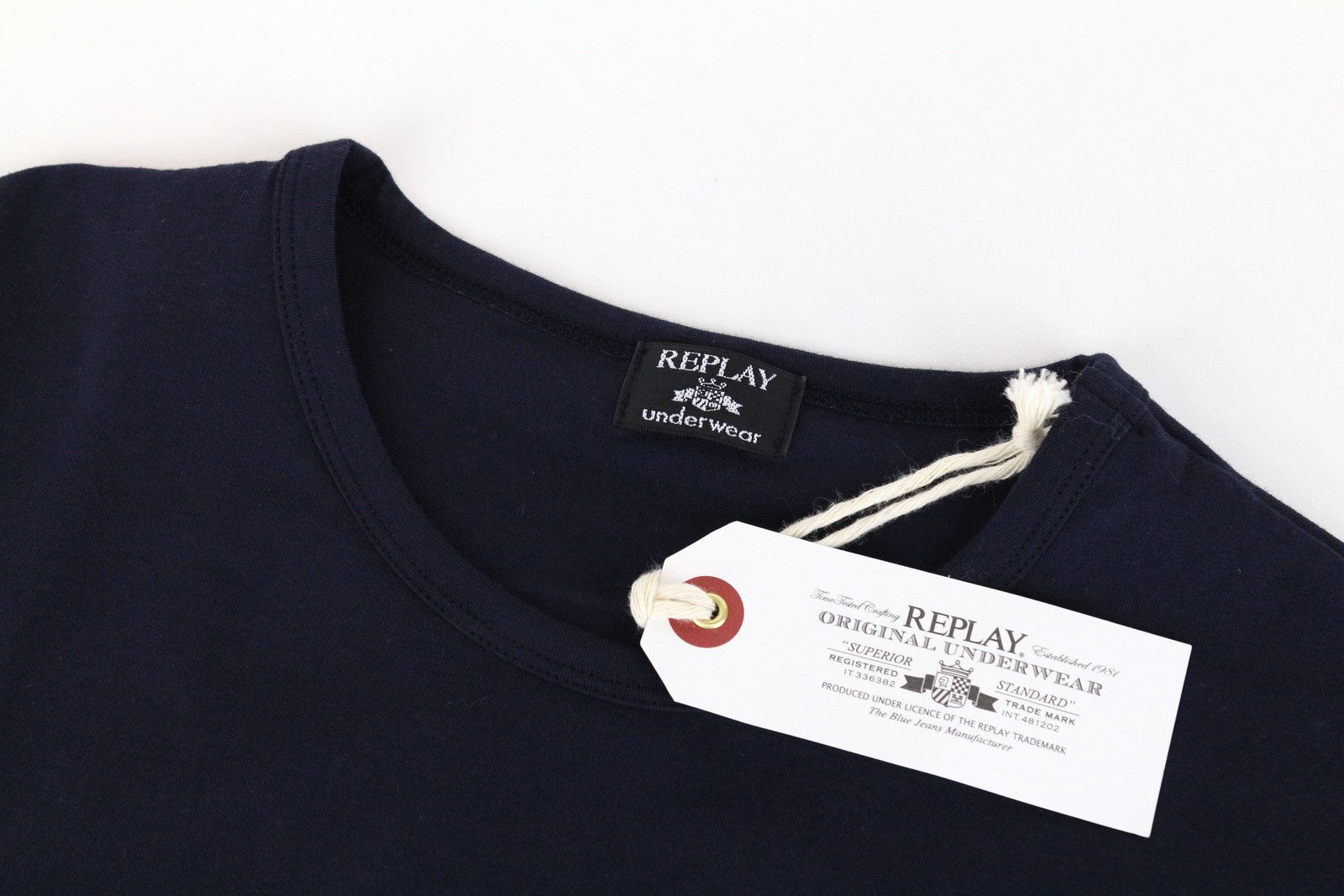 REPLAY Men's T-Shirt S Navy Cotton Stretch Plain Short Sleeve Casual