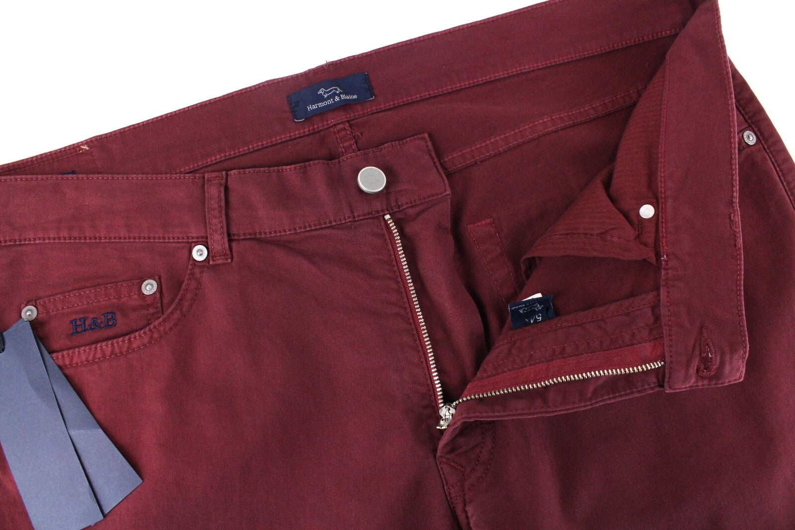 HARMONT & BLAINE Mens Red Cotton Stretchy Pants 54 Slim Jean Zip Style