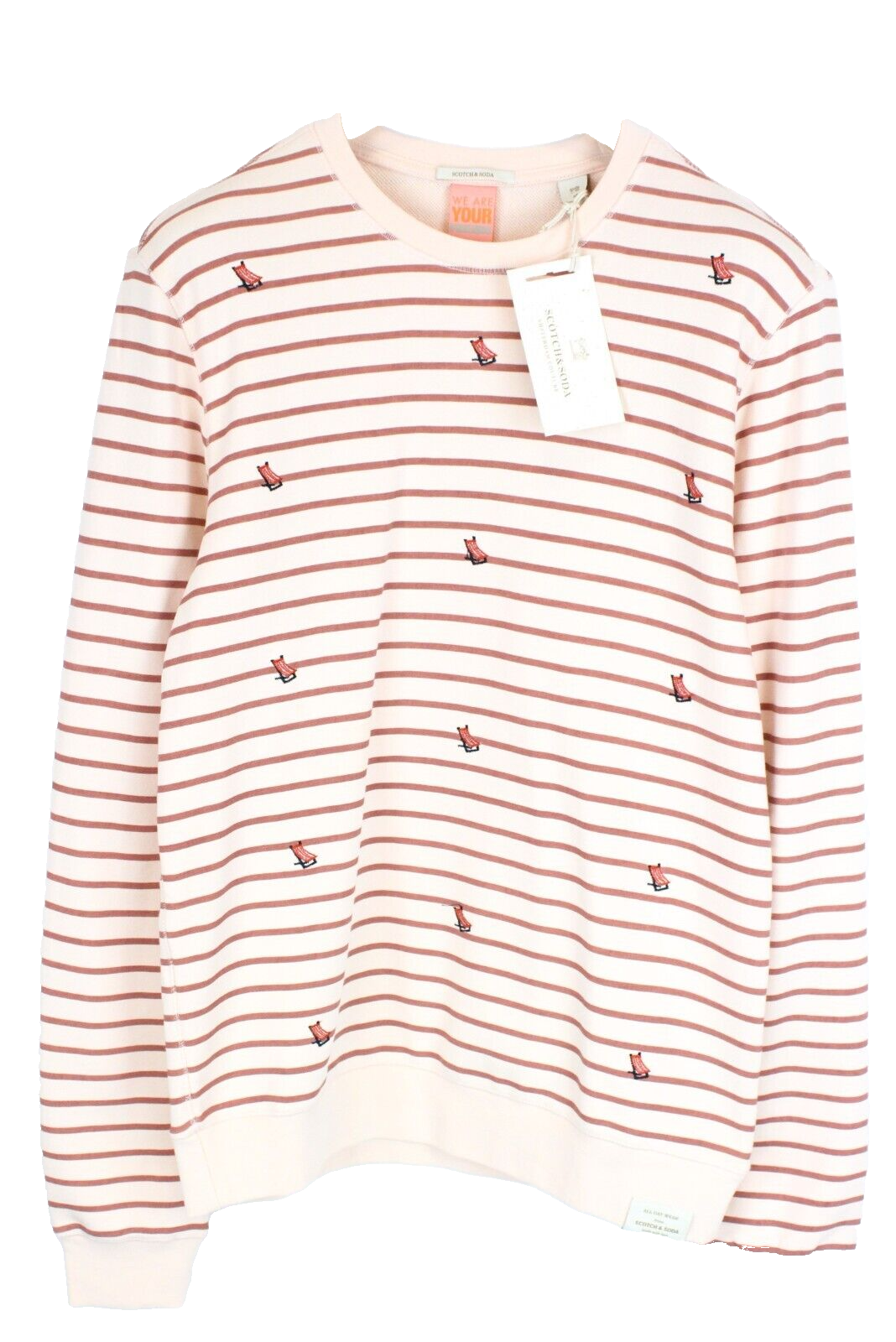 SCOTCH & SODA Mens Pink Striped Sweatshirt M Long Sleeve Cotton Casual