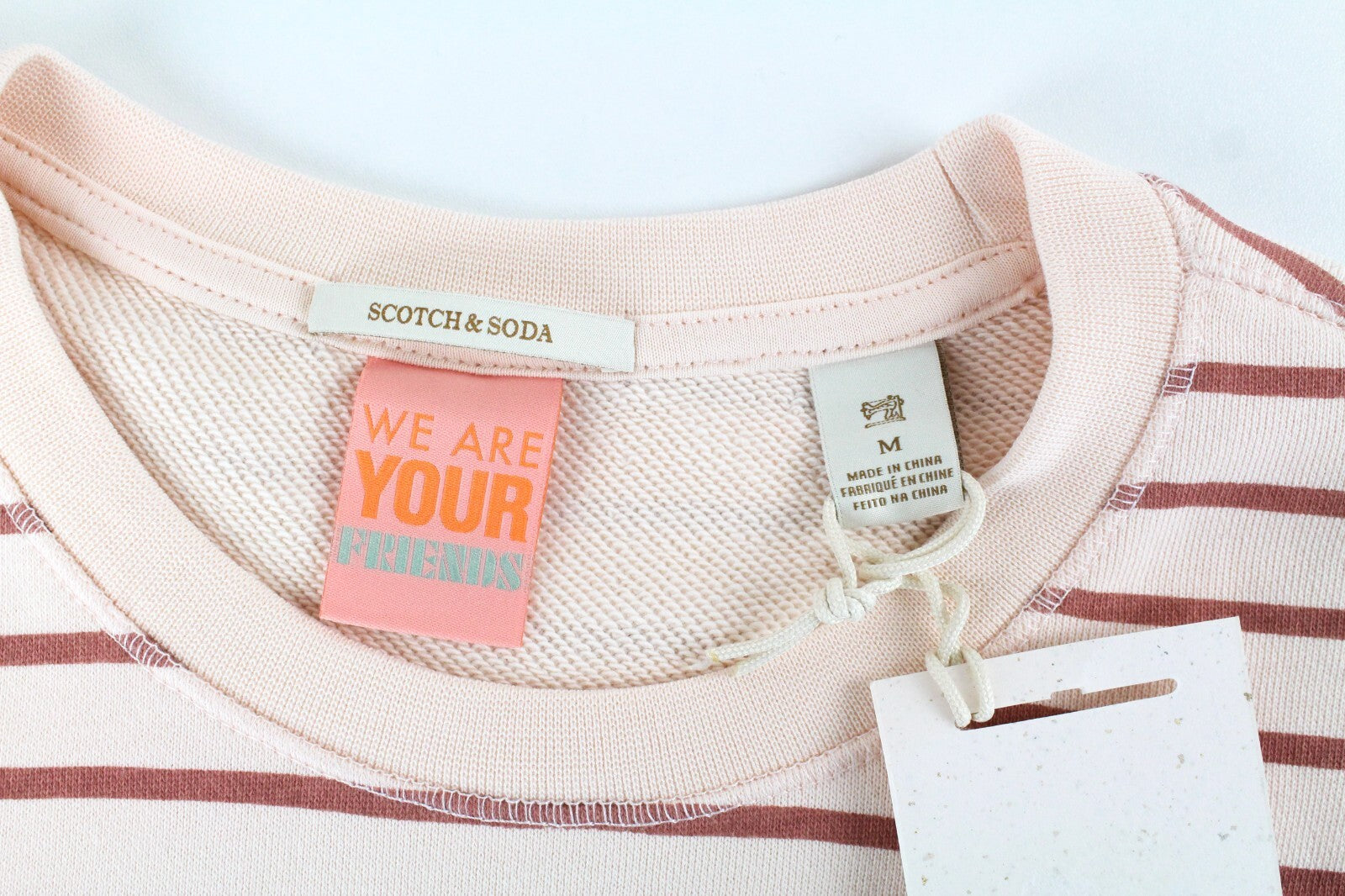 SCOTCH & SODA Mens Pink Striped Sweatshirt M Long Sleeve Cotton Casual