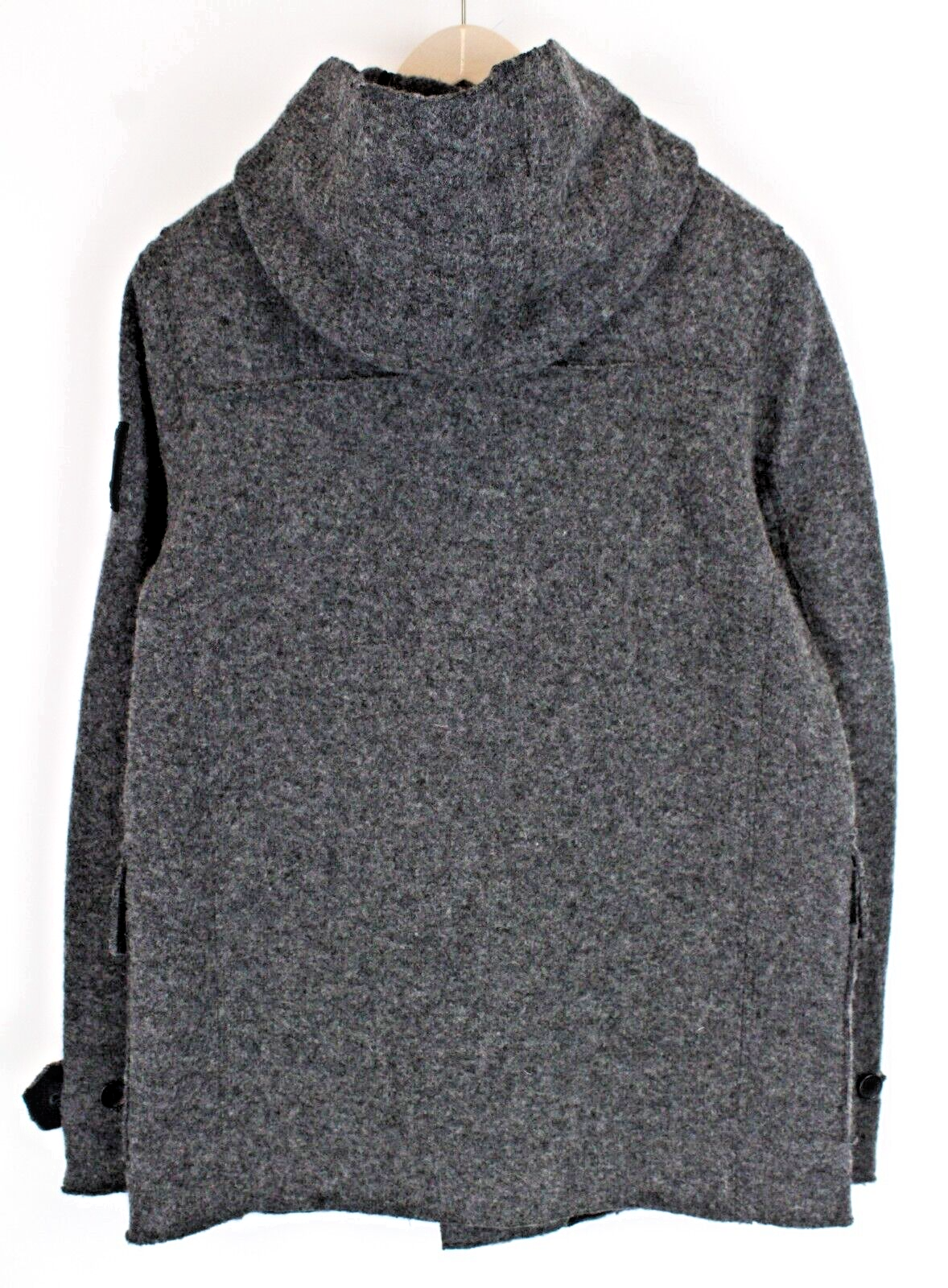 REPLAY Mens Grey Wool Blend Coat M Hooded  Lined Long Sleeve