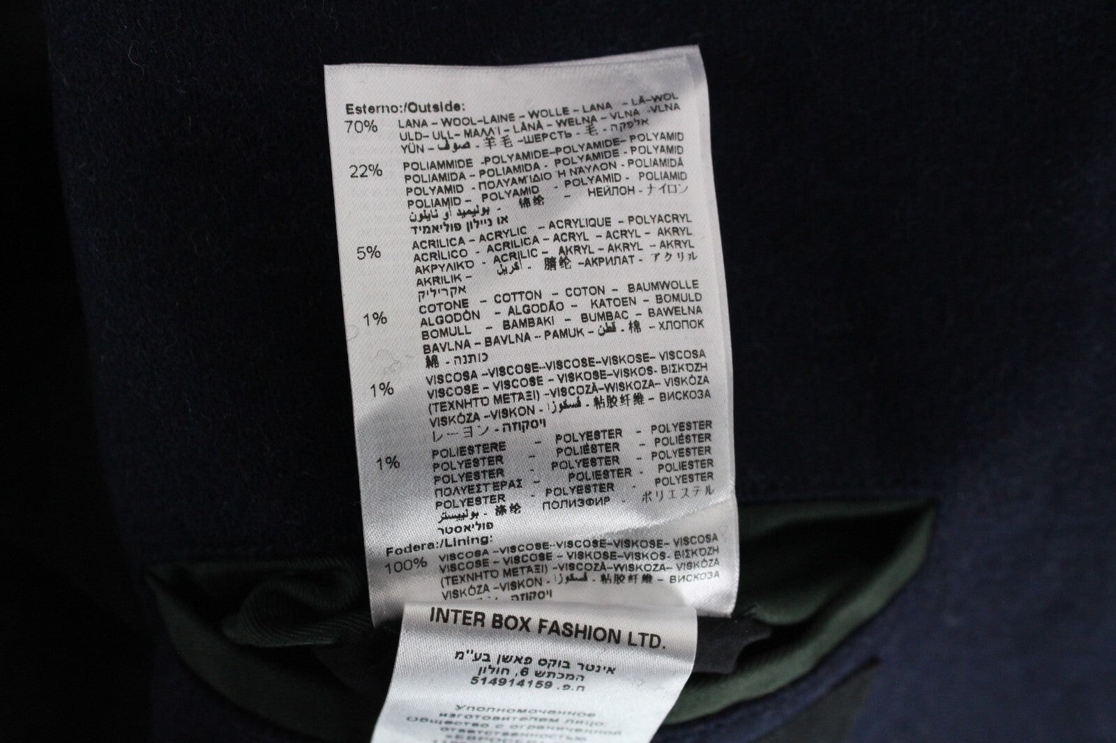 REPLAY Mens Navy Wool Blend Coat 48 Double-Breasted Collared Lined Long Sleeve