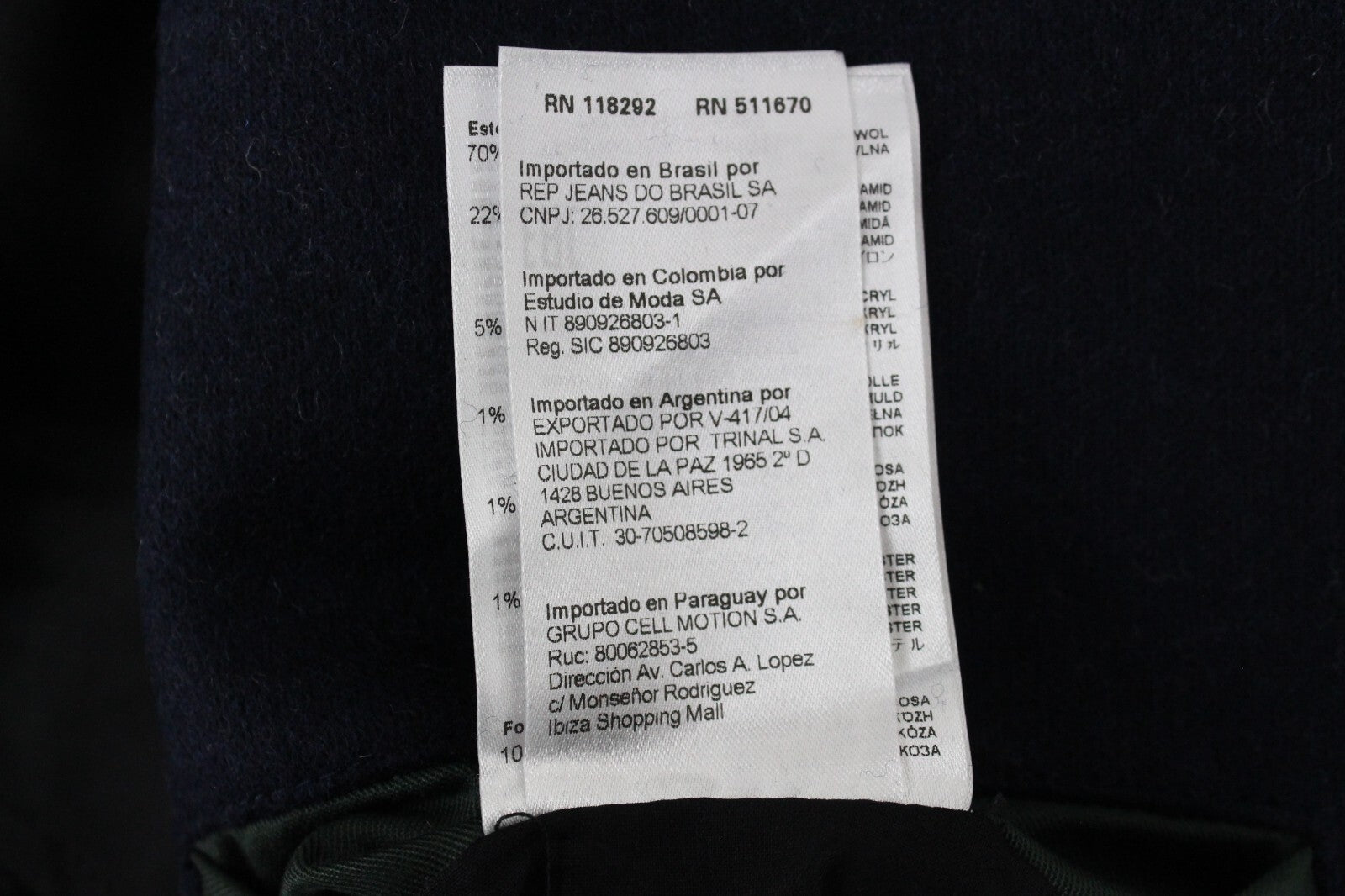 REPLAY Mens Navy Wool Blend Coat 48 Double-Breasted Collared Lined Long Sleeve