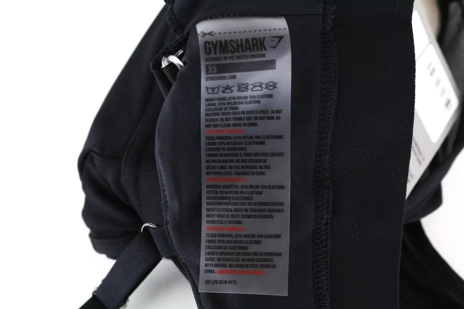 GYMSHARK Women's Sport Bra XS Black Mesh Layered Stretch Gym Activewear