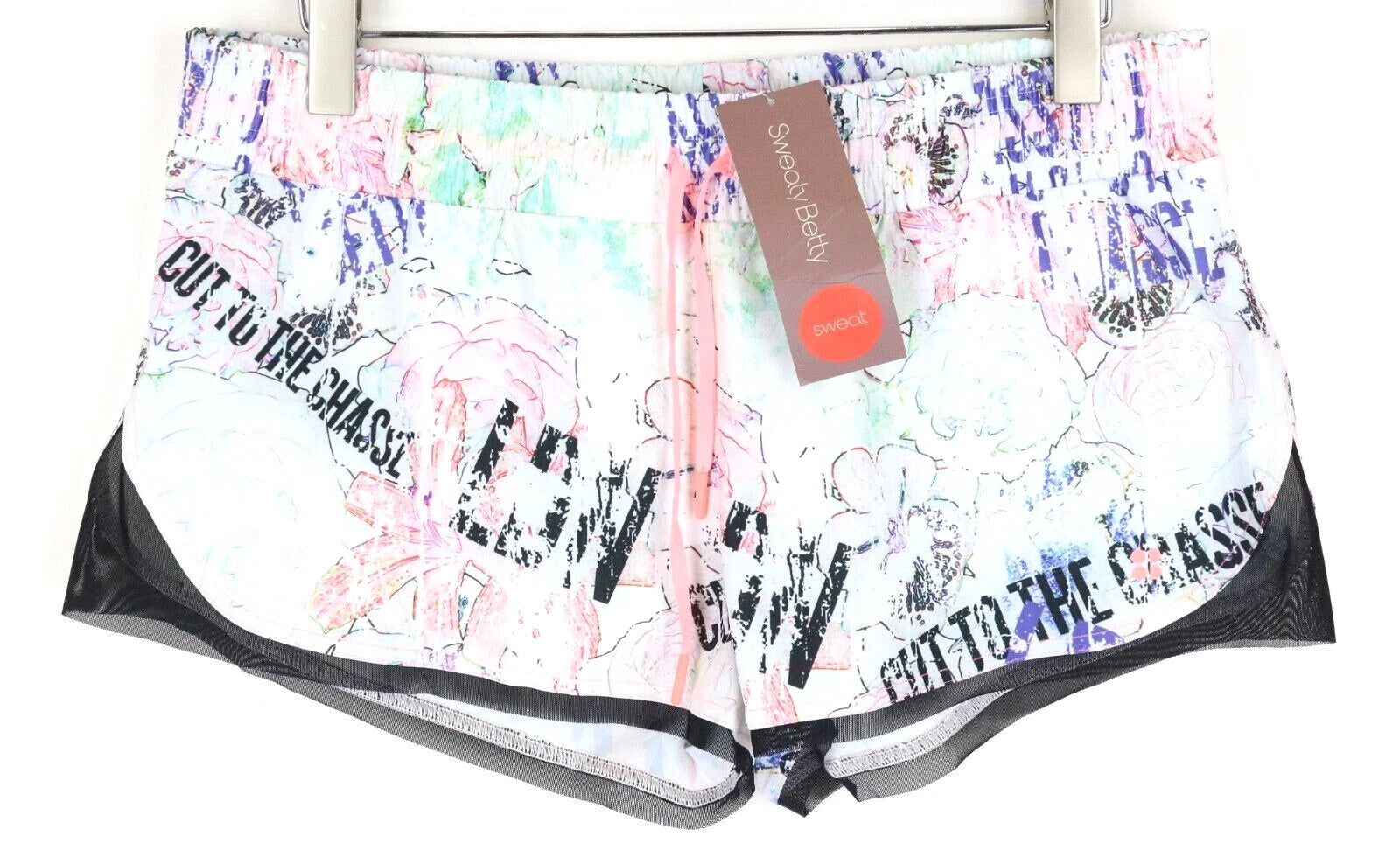SWEATY BETTY Pas De Chat Women's Shorts XL White Printed Stretch Fit