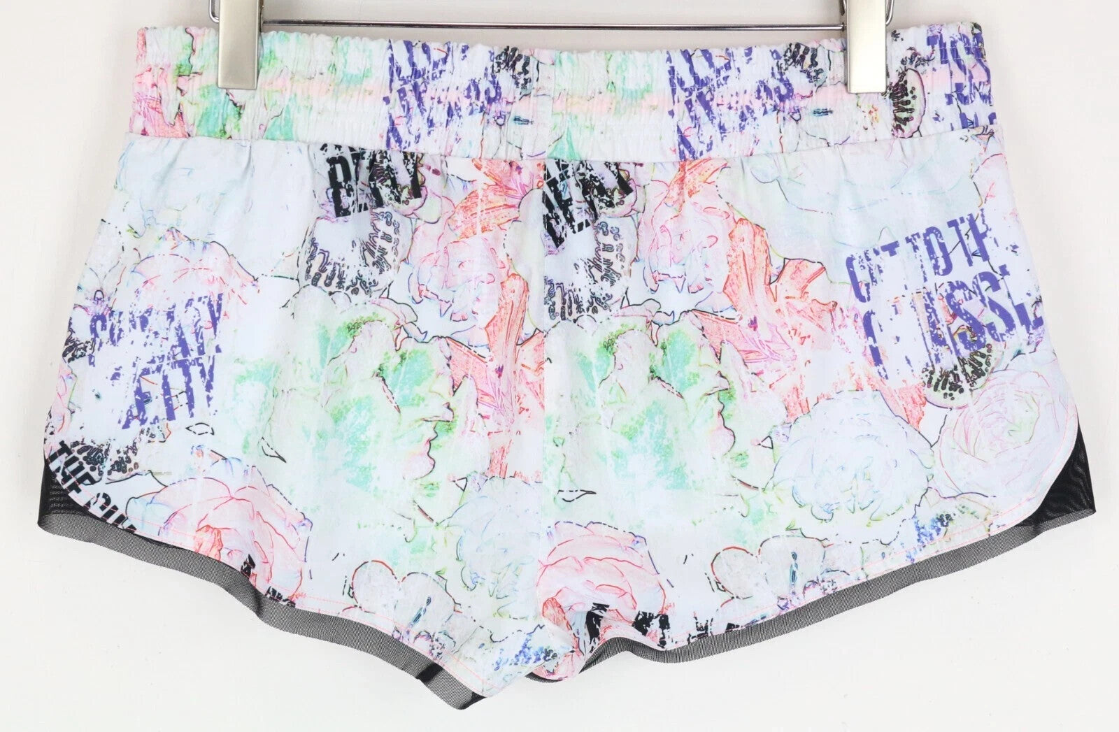 SWEATY BETTY Pas De Chat Women's Shorts XL White Printed Stretch Fit