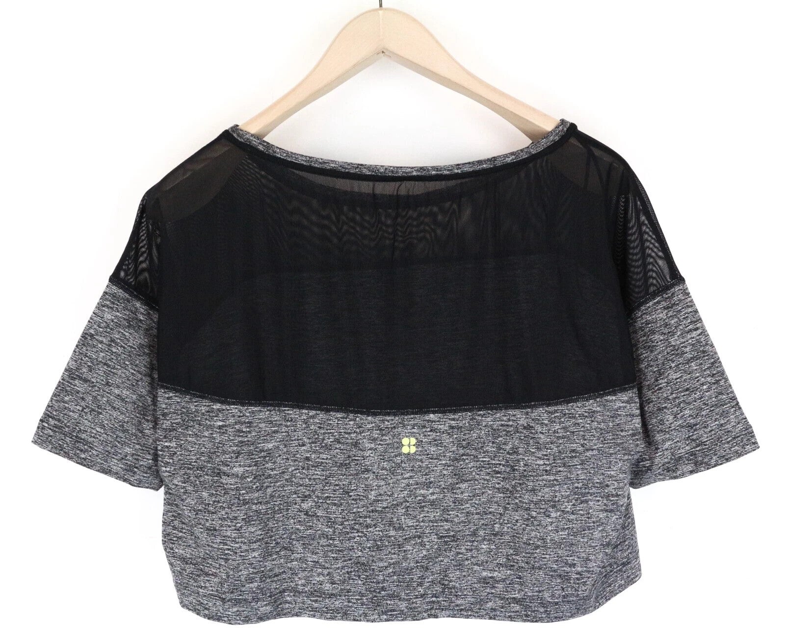 SWEATY BETTY Contemporary Women's T-Shirt L Grey Cropped Stretch Sleeves