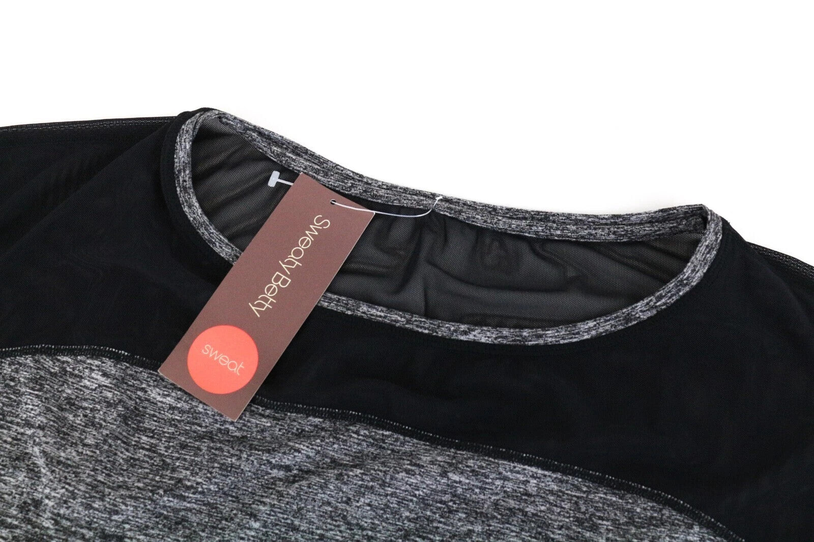 SWEATY BETTY Contemporary Women's T-Shirt L Grey Cropped Stretch Sleeves